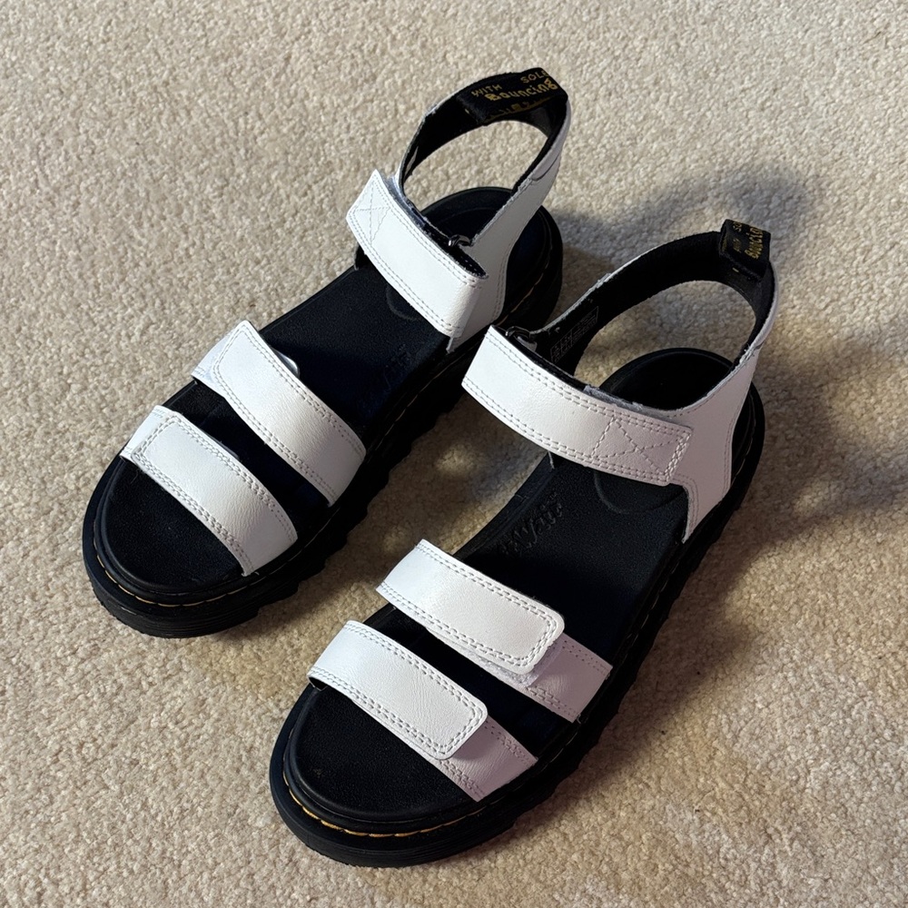 Dr. Martens White and Black Strappy Kids Sandals - Picture 4 of 9